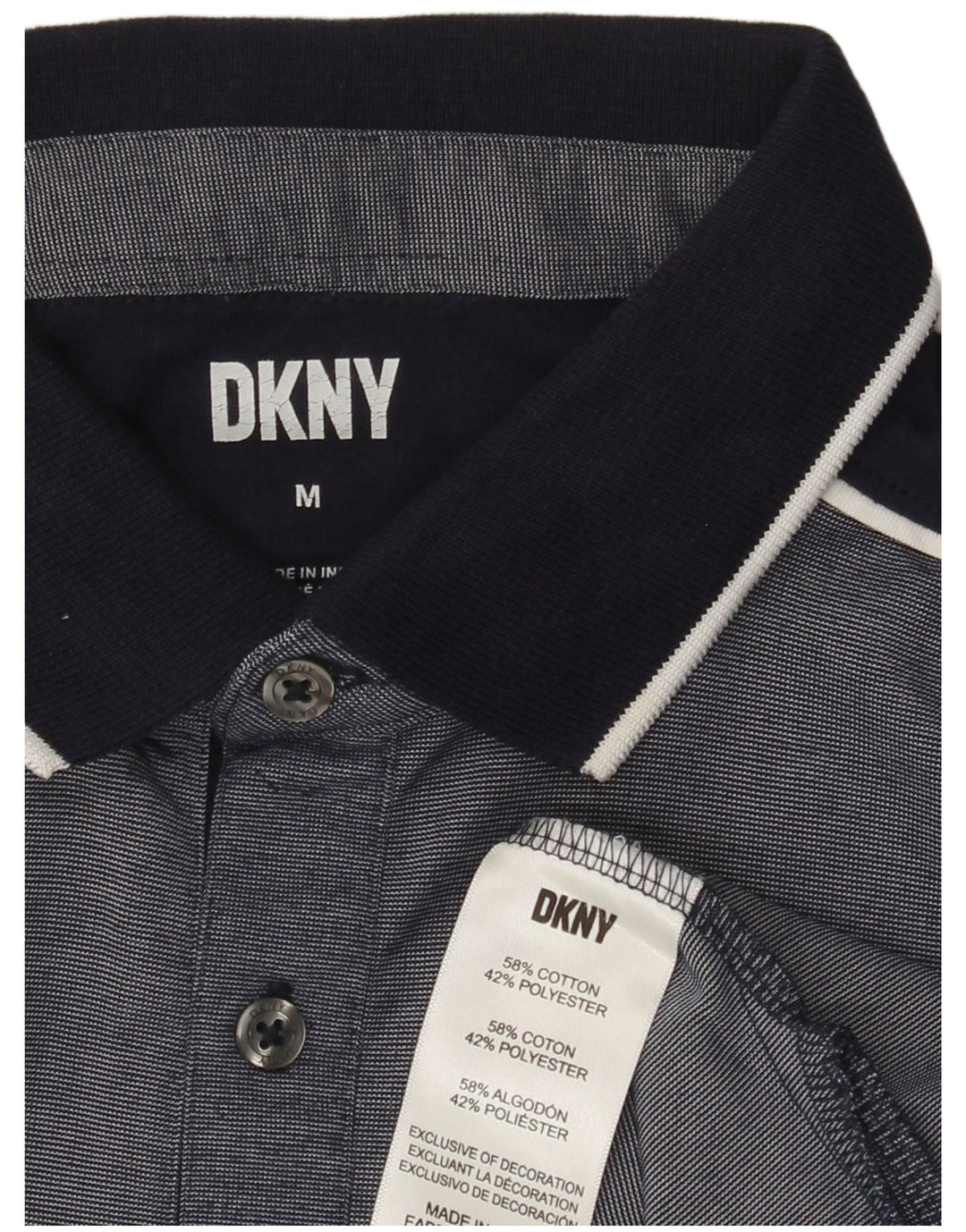 Camisa polo masculina DKNY médio algodão azul marinho