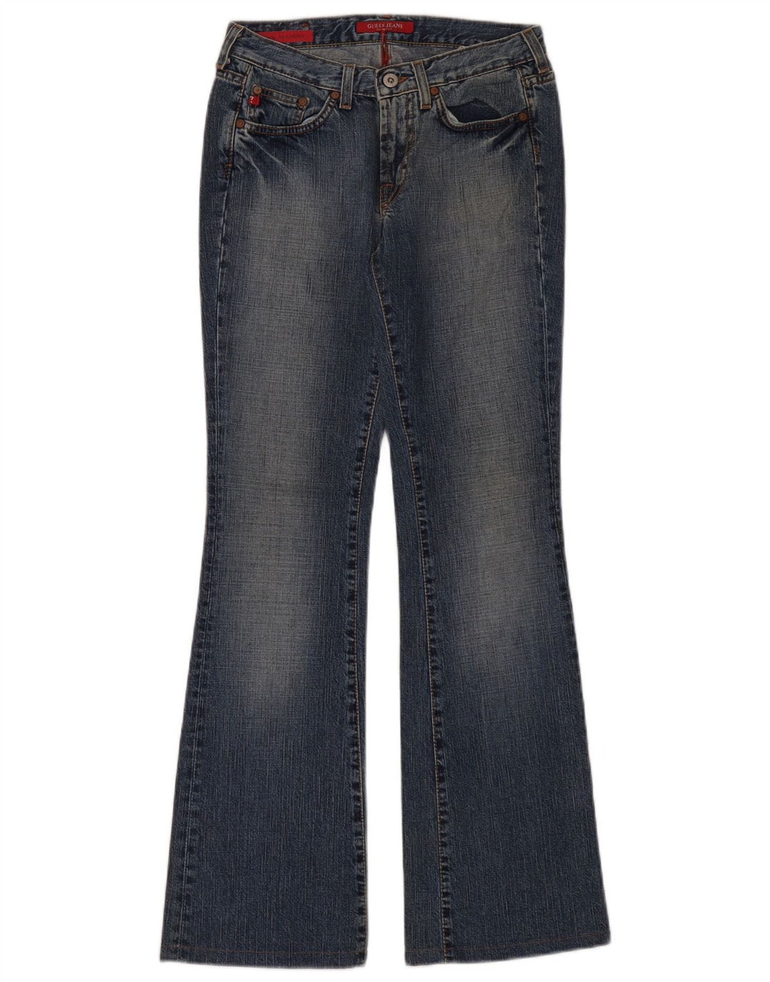 Guess Calça jeans feminina larga W26 L32 algodão azul