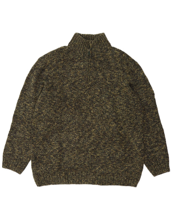 Suéter masculino Navigare com zíper e gola XL em acrílico manchado verde