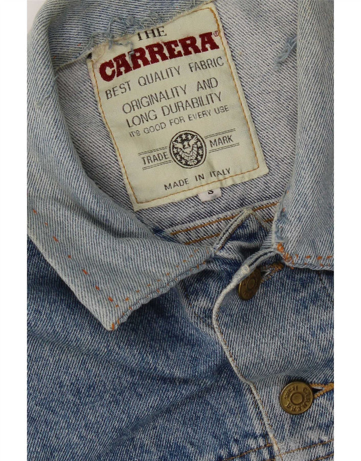 Jaqueta jeans masculina Carrera desgastada Reino Unido 36 algodão azul pequeno