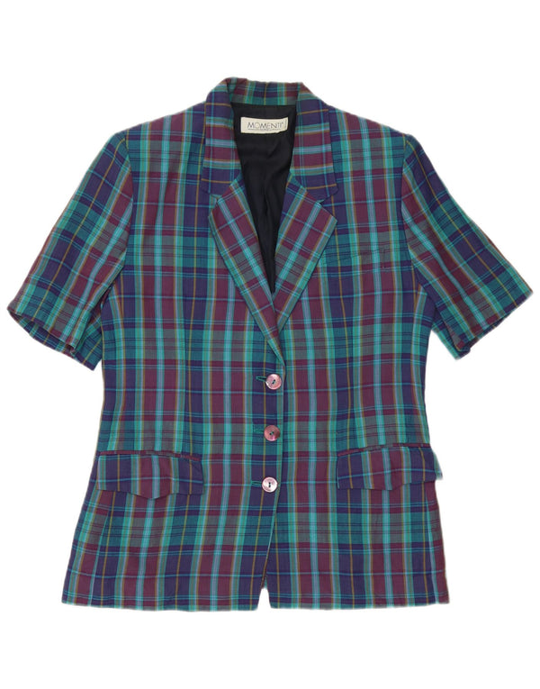 Jaqueta blazer feminina de 3 botões Momenti Reino Unido 14 xadrez médio multicolorido