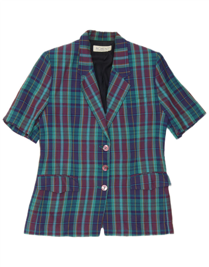 Jaqueta blazer feminina de 3 botões Momenti Reino Unido 14 xadrez médio multicolorido