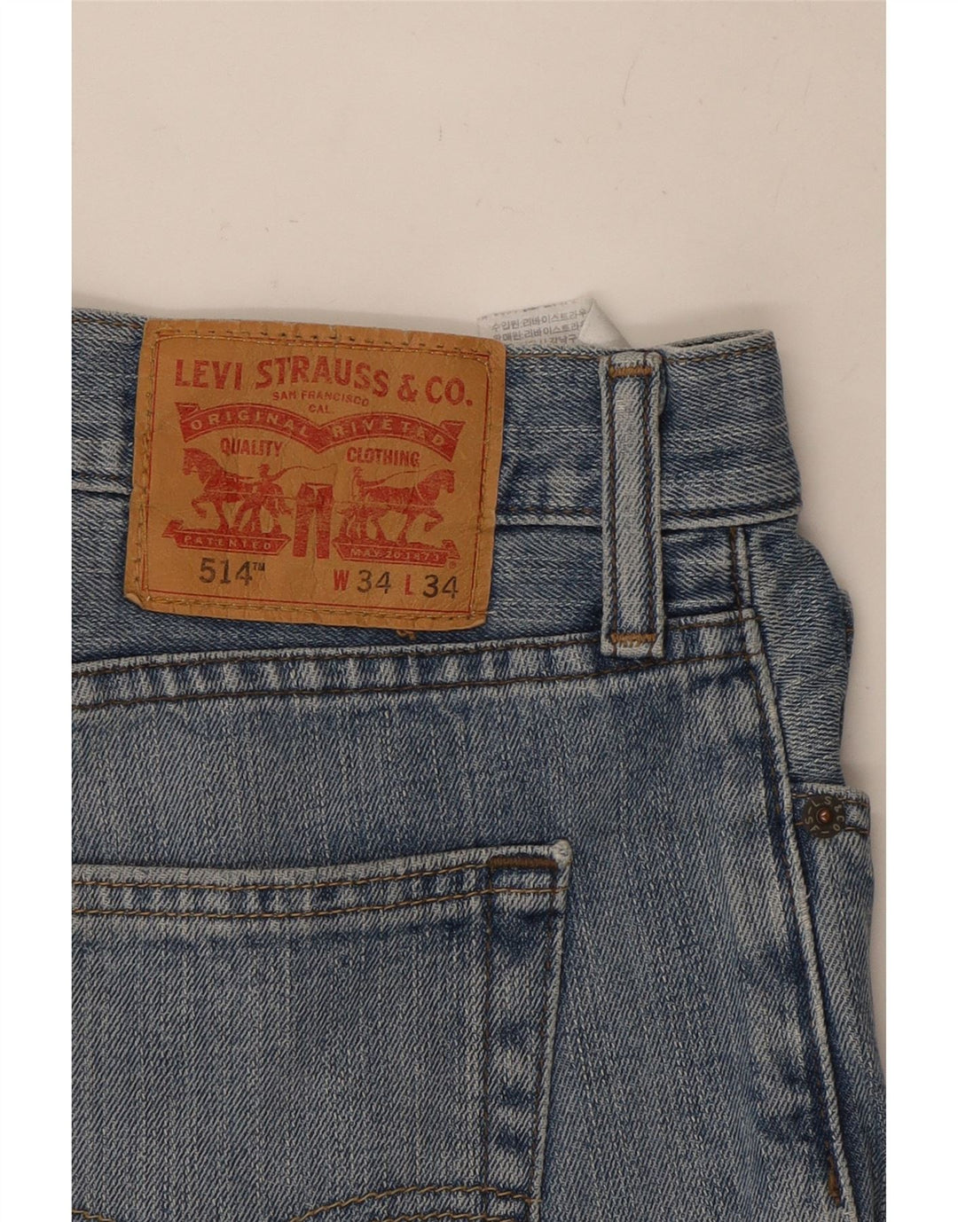 LEVI'S Masculino 514 Straight Jeans W34 L30 Azul Algodão