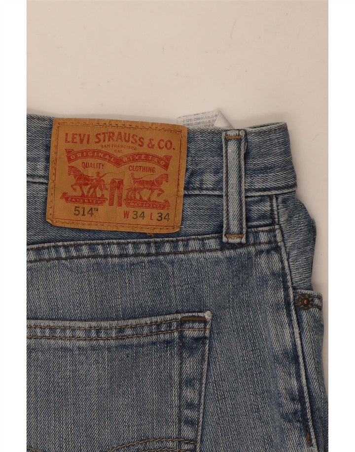 LEVI'S Masculino 514 Straight Jeans W34 L30 Azul Algodão