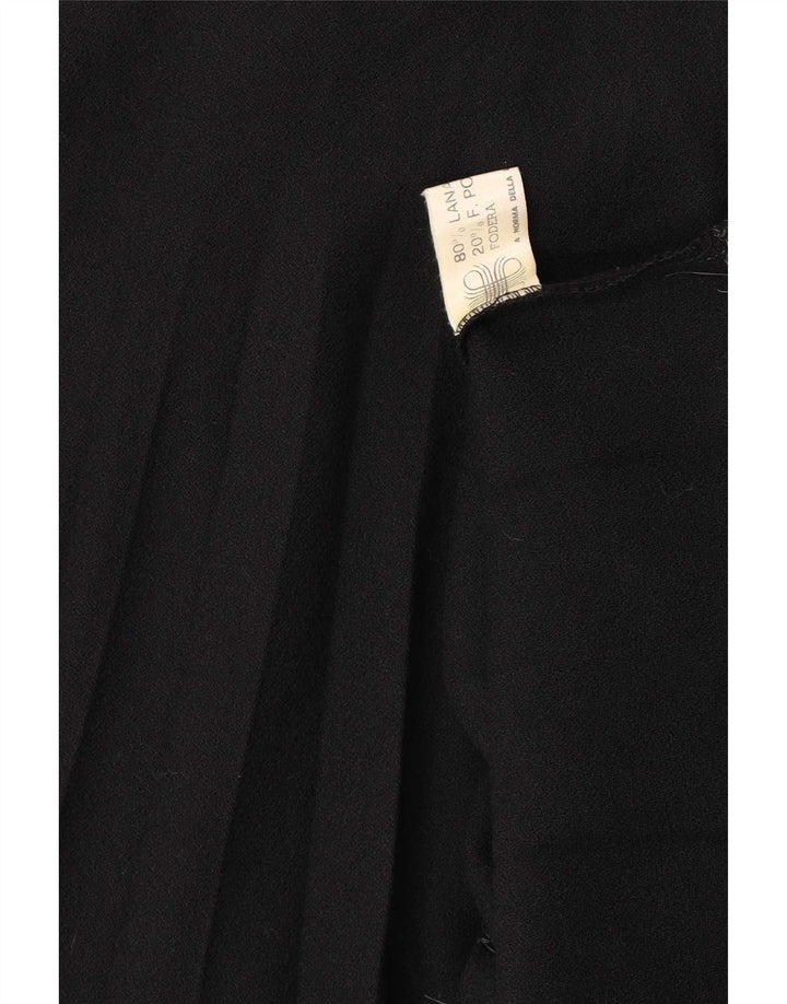 Saia plissada feminina vintage pequena W26 lã preta