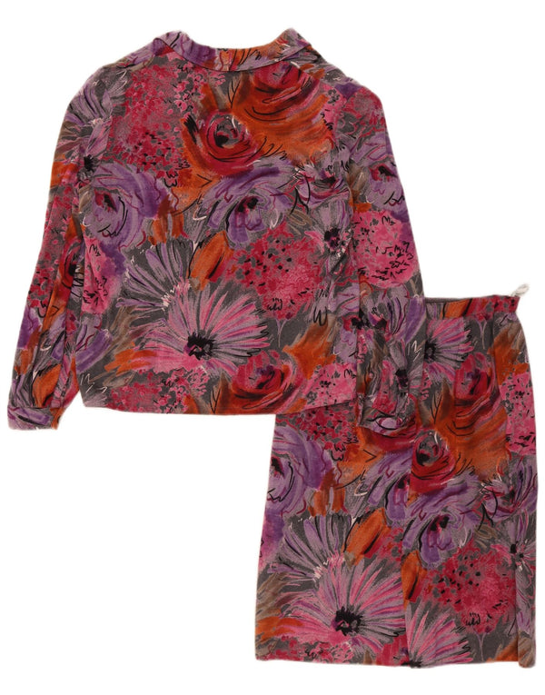 Conjunto de saia feminina vintage de 2 peças pequeno W24 floral multicolorido