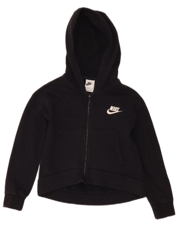 Suéter Nike feminino com capuz e zíper 7-8 anos XS preto algodão