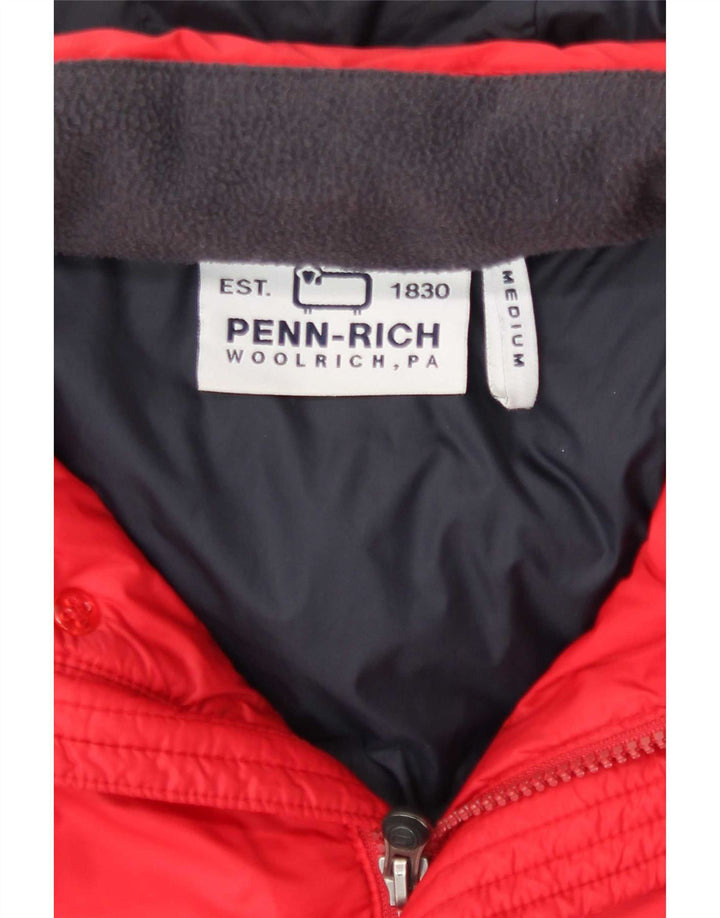 Jaqueta masculina Woolrich Penn-Rich acolchoada com capuz Reino Unido 38 nylon vermelho médio
