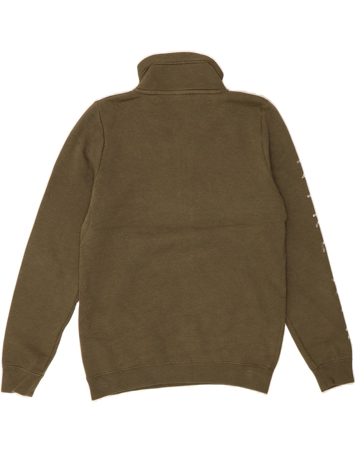 NIKE Mens Graphic Zip Neck Sweatshirt Jumper XS Khaki Cotton Vintage Nike and Second-Hand Nike from Messina Hembry 