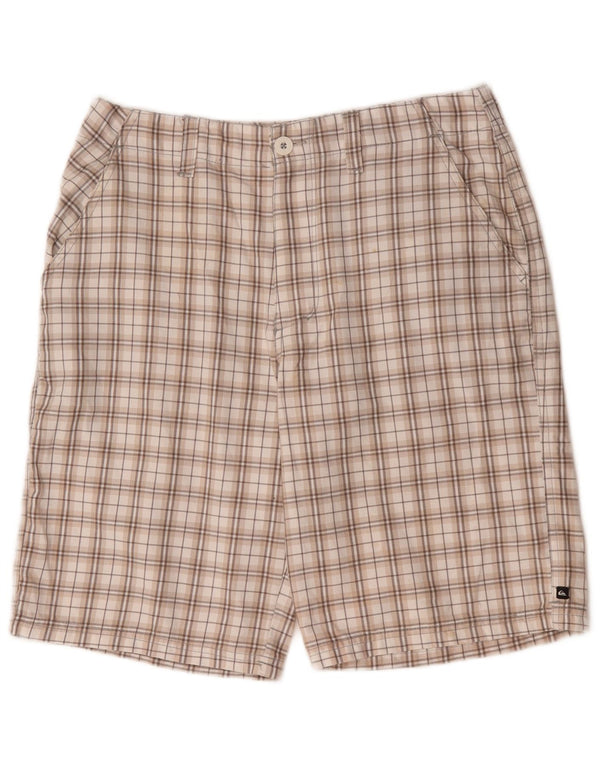 Quiksilver Mens Graphic Chino Shorts Médio W32 Poliéster Xadrez Bege