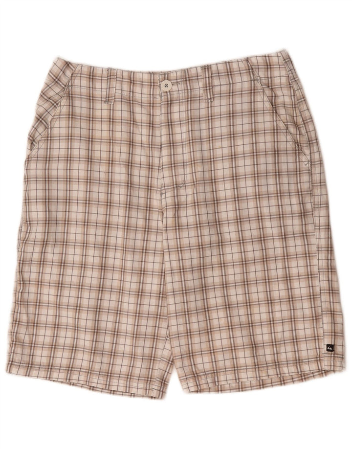 Quiksilver Mens Graphic Chino Shorts Médio W32 Poliéster Xadrez Bege