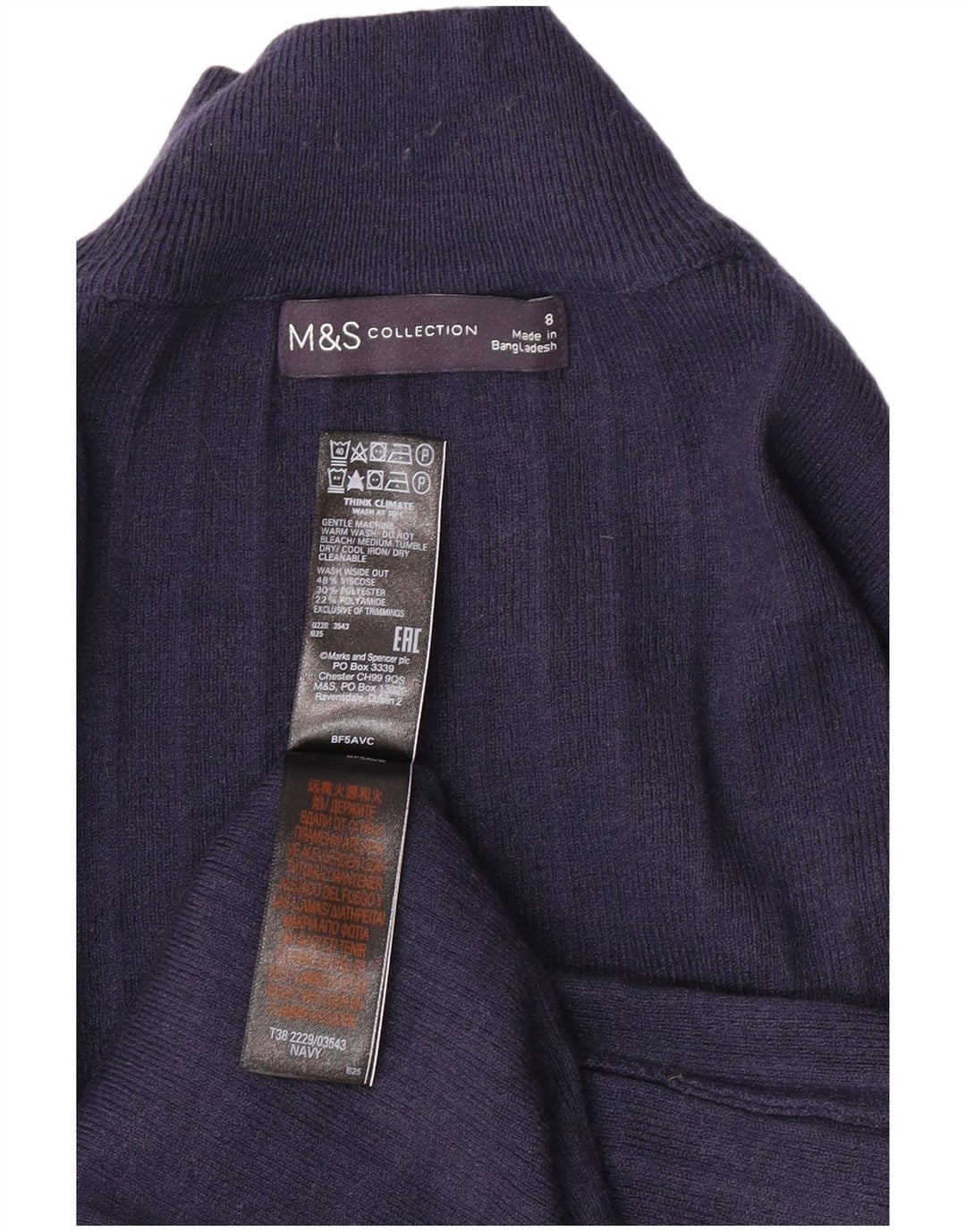 MARKS & SPENCER Suéter feminino com gola tartaruga Reino Unido 8 pequeno azul marinho