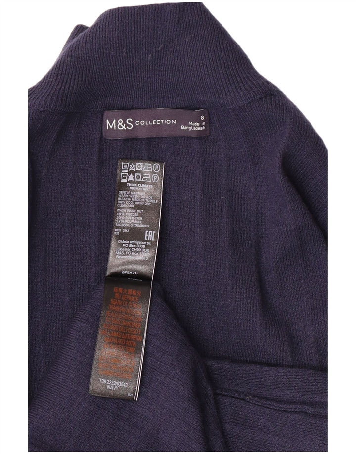 MARKS & SPENCER Suéter feminino com gola tartaruga Reino Unido 8 pequeno azul marinho