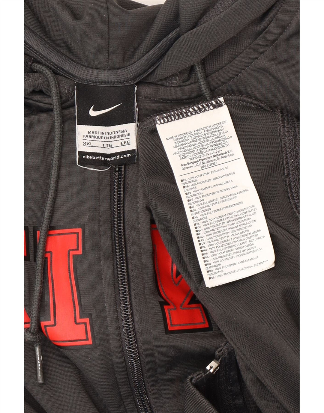 Suéter Nike masculino com capuz e zíper gráfico 2XL cinza poliéster