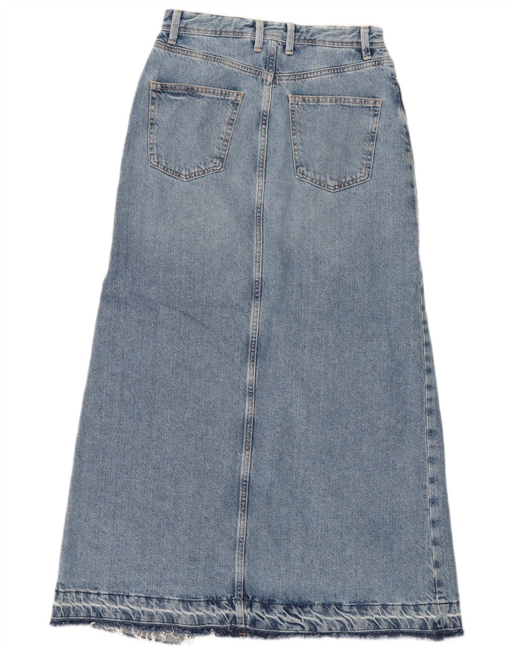 Saia jeans maxi desgastada Zara feminina XS W24 azul