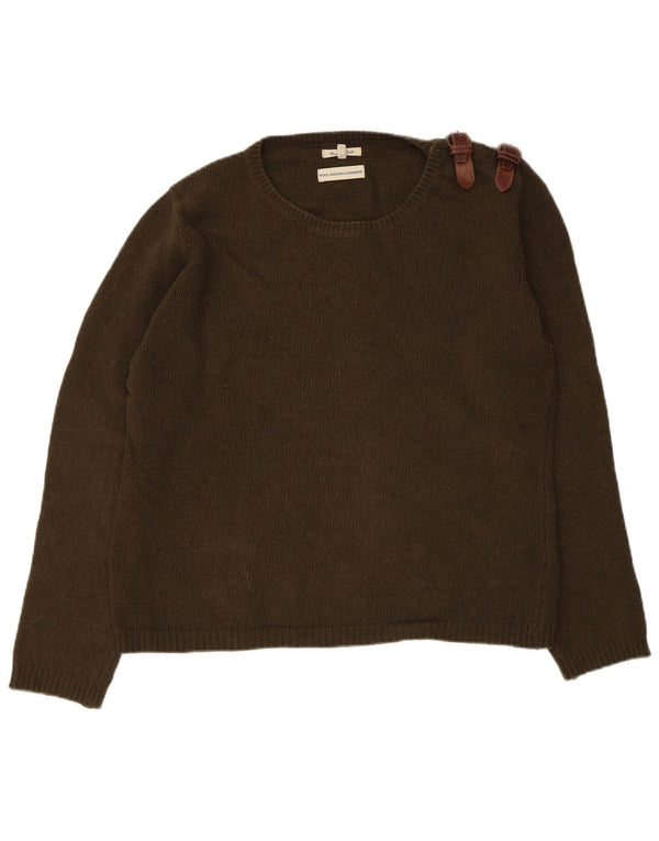 Suéter feminino Massimo Dutti com gola canoa Reino Unido 16 grande lã cáqui