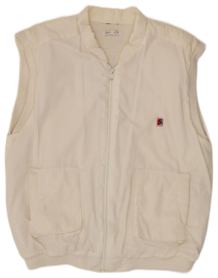 Jaqueta masculina sem mangas Smasher de poliéster branco grande