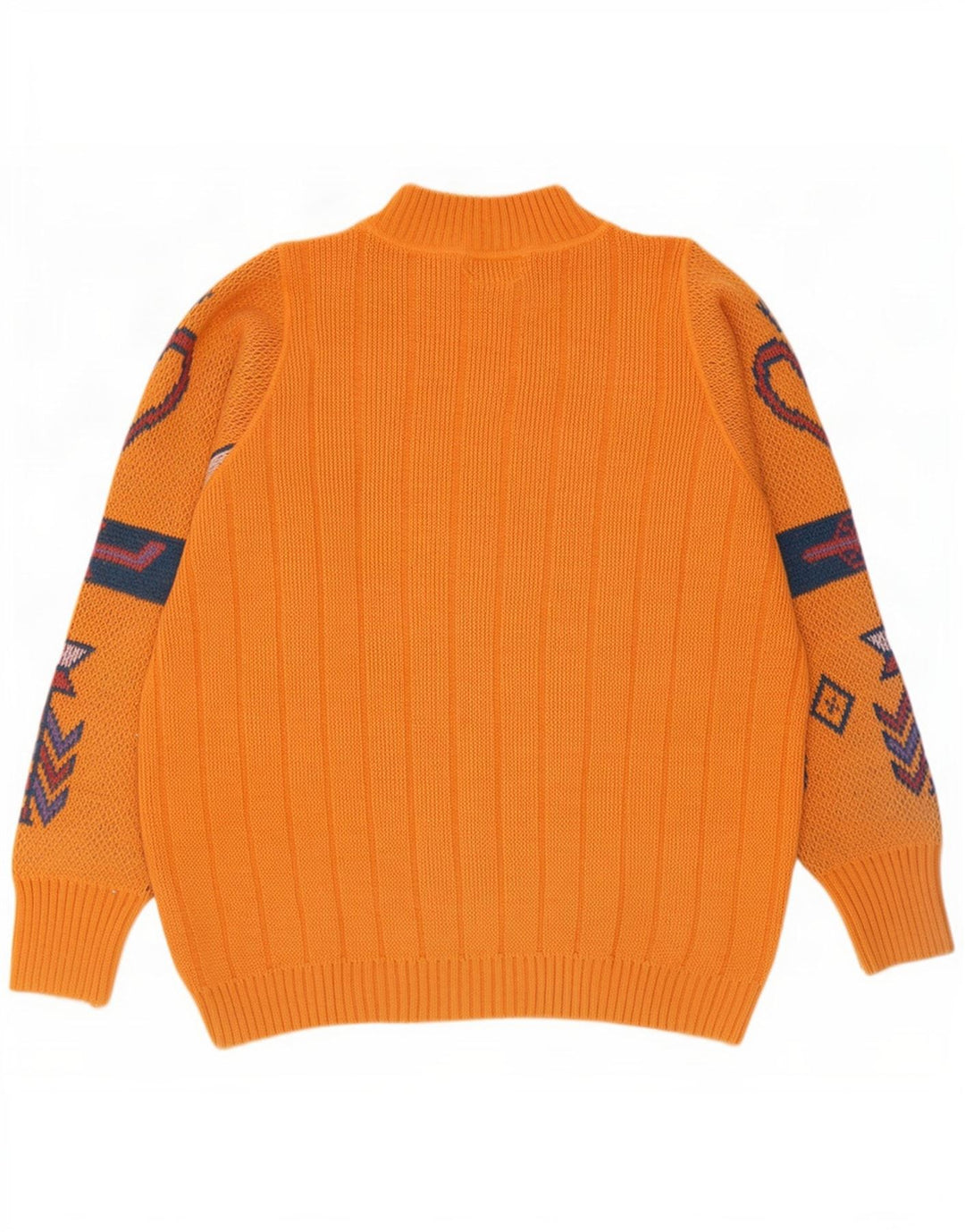 Suéter masculino REDS com gola tartaruga e lã geométrica média laranja