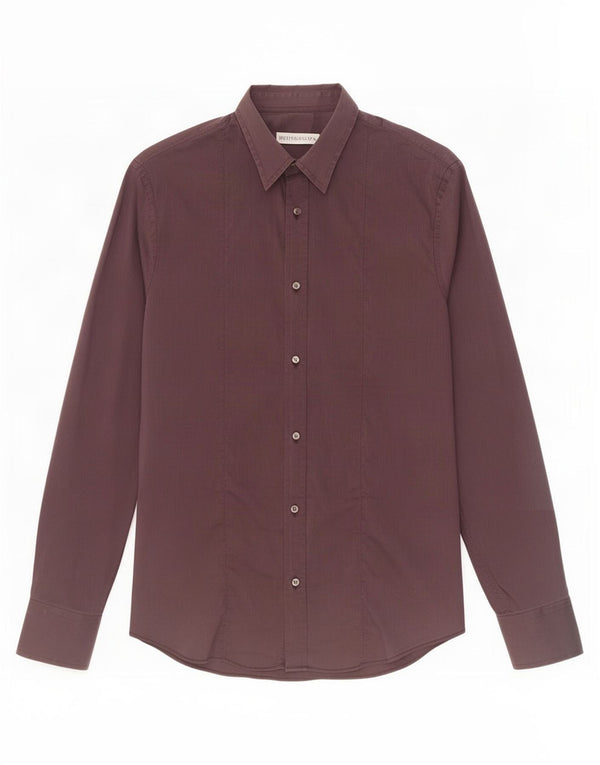 Camisa masculina Trussardi tamanho 40 algodão listrado médio Borgonha