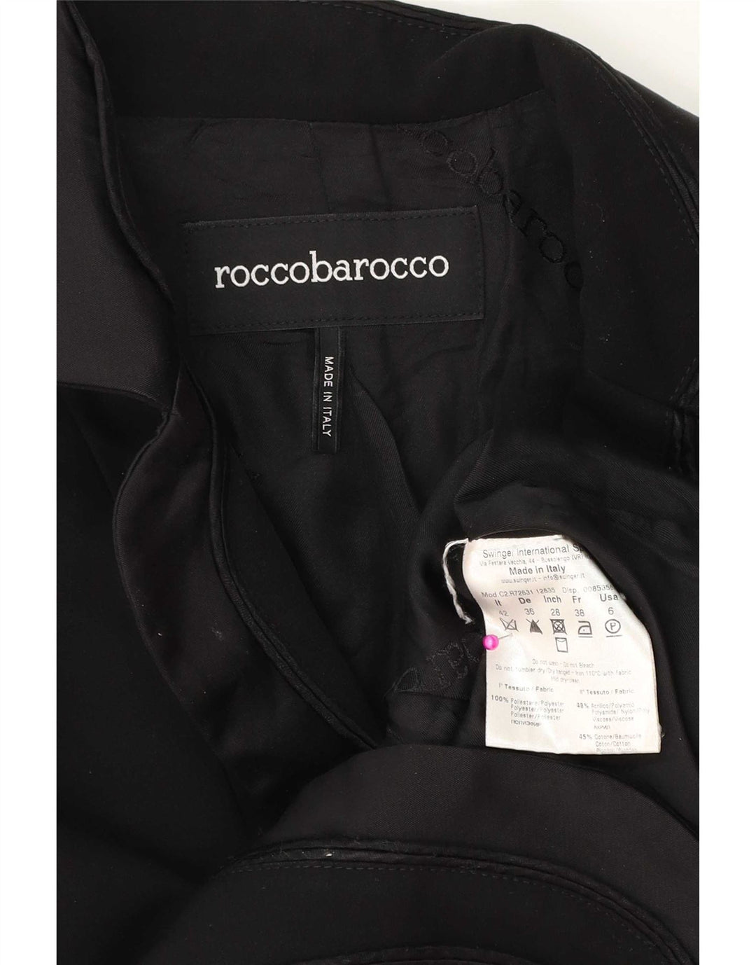Jaqueta blazer feminina Roccobarocco com 2 botões IT 42 poliéster preto médio