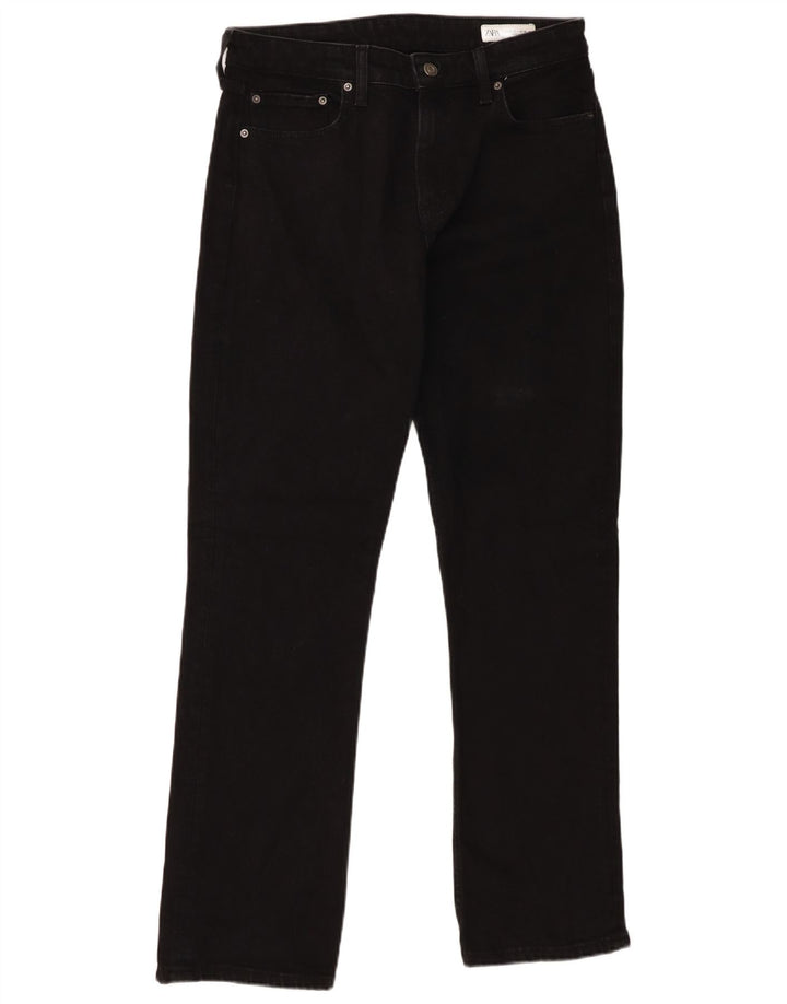Calça jeans reta feminina Zara EU 40 médio W30 L32 preto