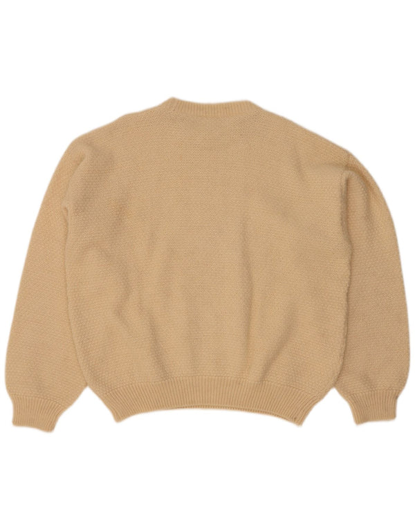 Suéter masculino vintage com gola redonda IT 52 grande lã de alpaca branca