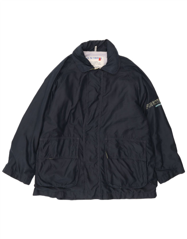 Jaqueta corta-vento masculina Murphy & Nye gráfico Reino Unido 42 XL azul marinho poliéster