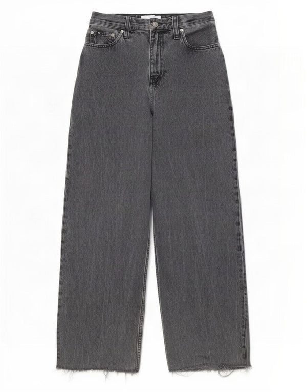 Calvin Klein Jeans feminino cintura alta com perna larga W27 L30 algodão cinza