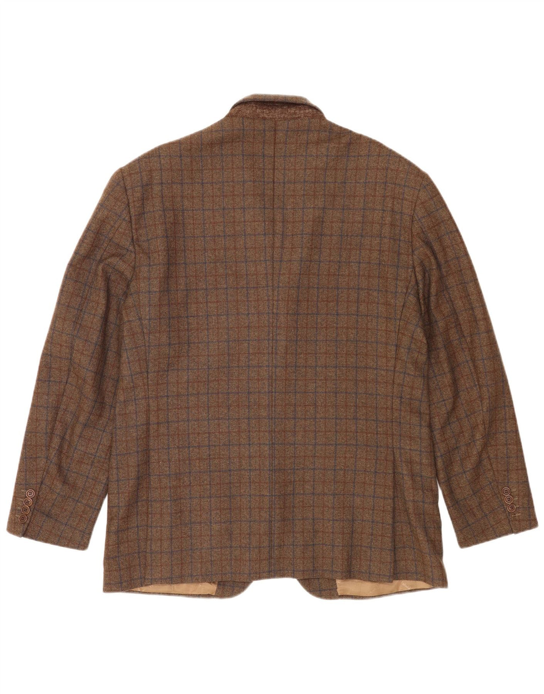 Jaqueta blazer masculina Brooksfield com 3 botões Reino Unido 40 grande lã xadrez marrom