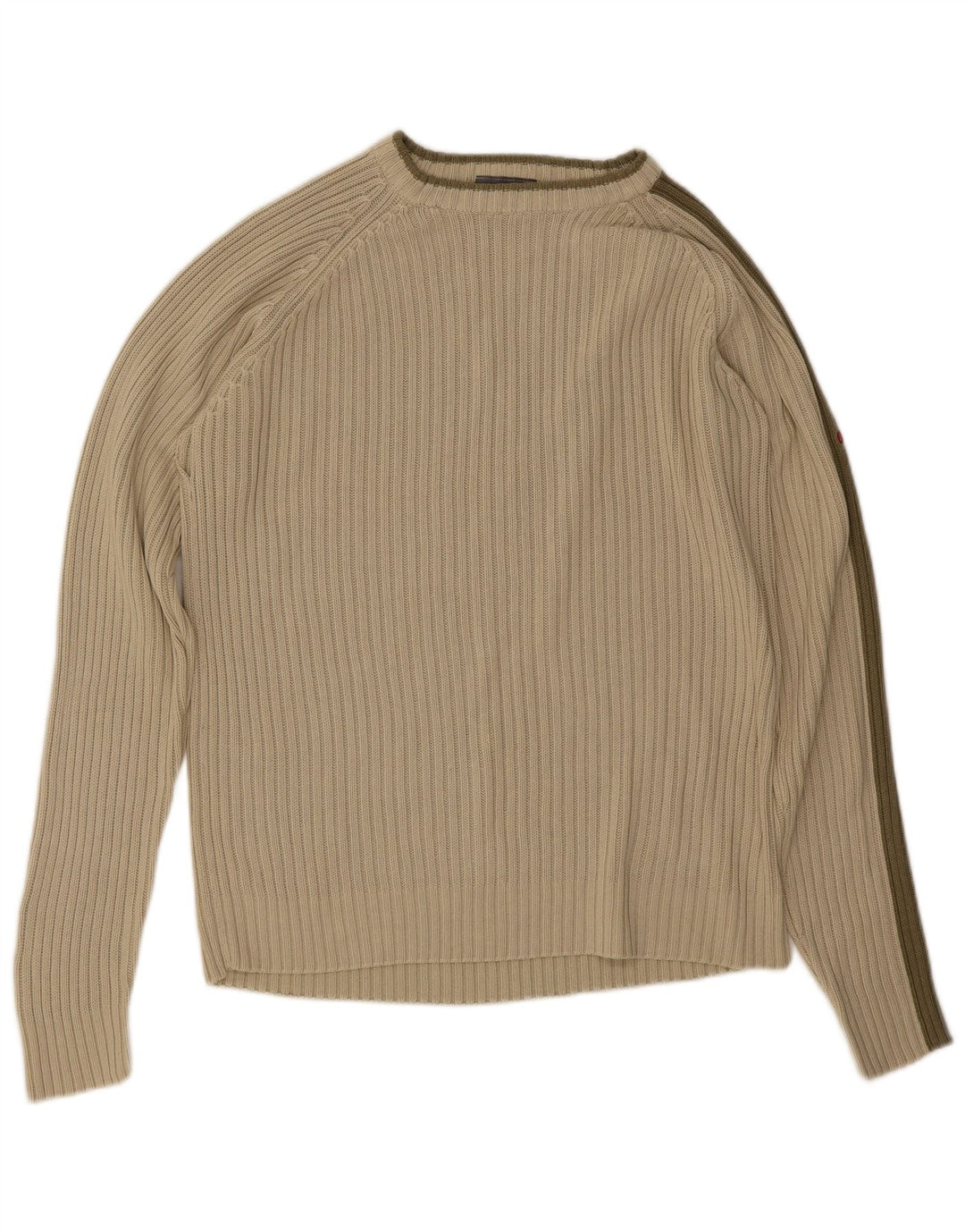 Suéter vintage masculino com gola canoa listrado verde médio
