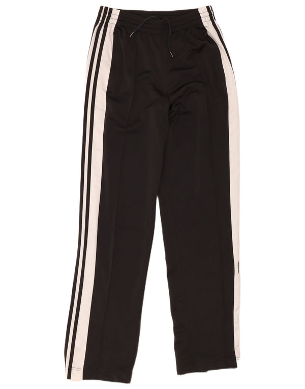 Calça de treino feminina Adidas UK 8 pequena preta colorblock poliéster