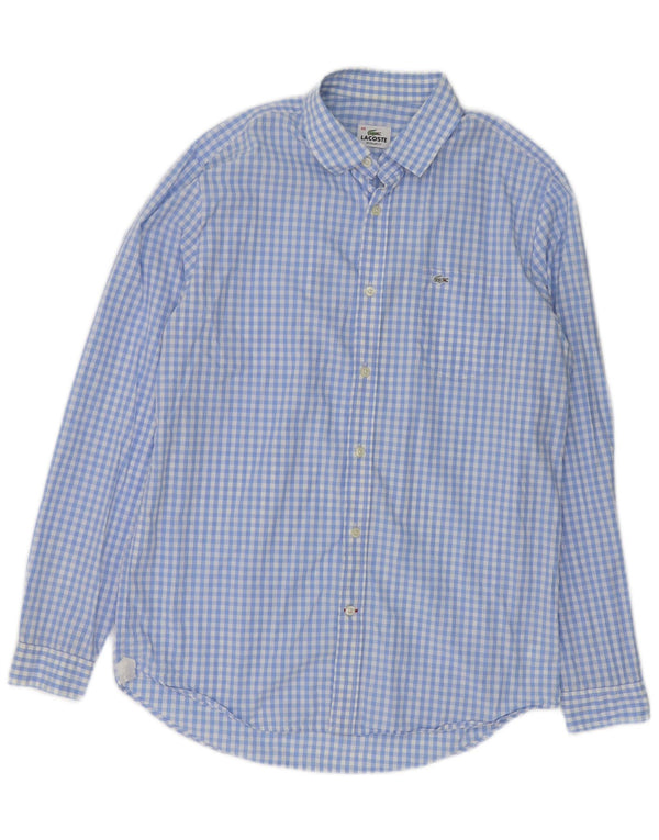 Camisa masculina Lacoste Regular Fit tamanho 40 algodão guingão azul médio