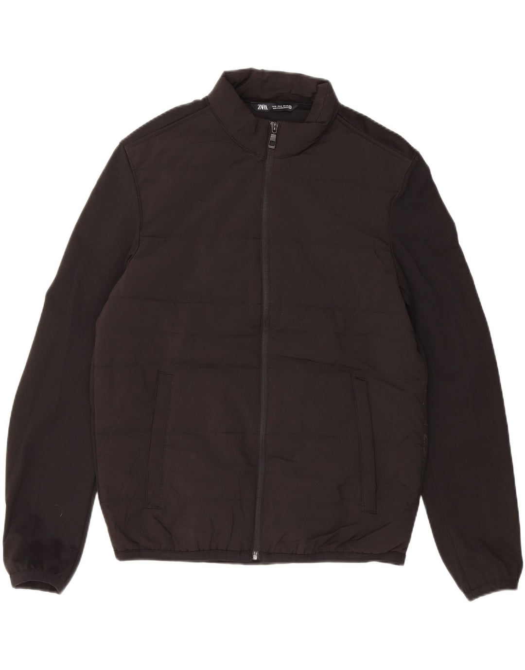 Jaqueta acolchoada masculina ZARA UK 38 poliéster preto médio