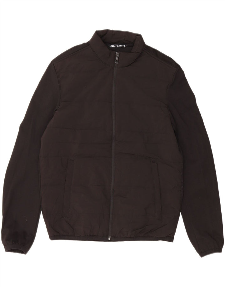 Jaqueta acolchoada masculina ZARA UK 38 poliéster preto médio
