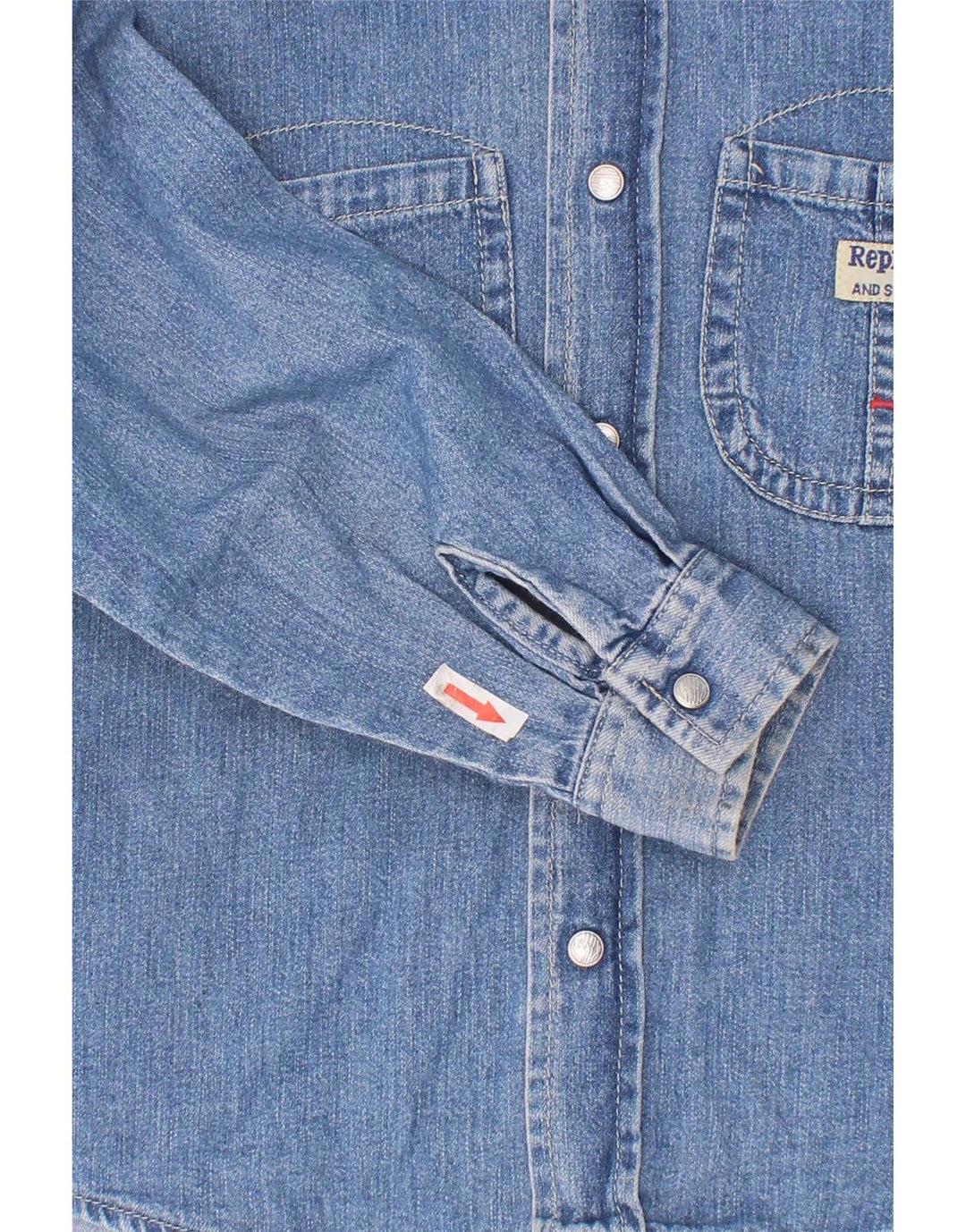 Camisa jeans gráfica Replay Boys 6-7 anos algodão azul