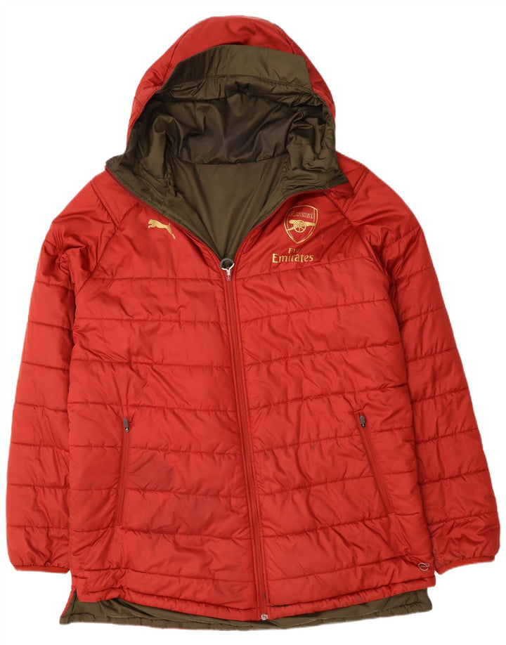 Jaqueta acolchoada reversível com capuz Puma Mens Arsenal UK 44 2XL poliéster vermelho