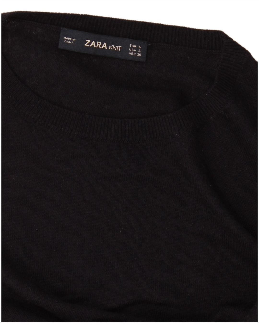 Zara Suéter feminino com gola redonda e gola redonda, preto pequeno, 10