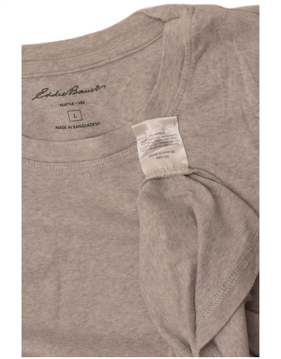 EDDIE BAUER Top feminino manga comprida Reino Unido 14 grande algodão cinza