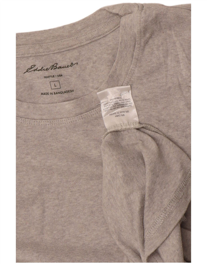 EDDIE BAUER Top feminino manga comprida Reino Unido 14 grande algodão cinza