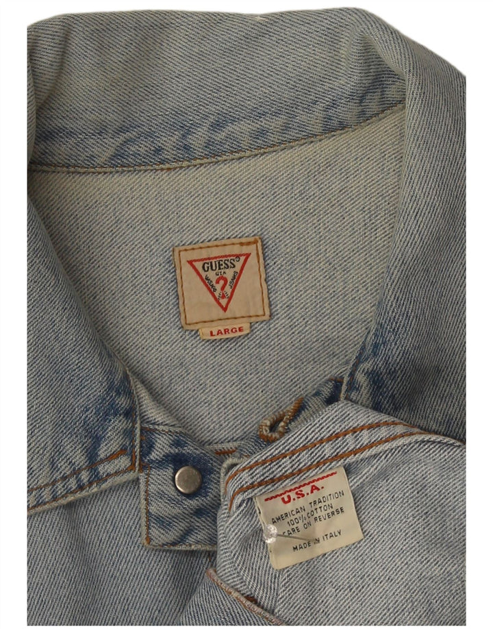 Jaqueta jeans feminina Guess UK 14 grande algodão azul