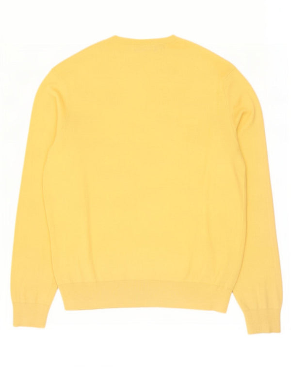 Suéter masculino Polo Ralph Lauren com decote em V grande algodão amarelo