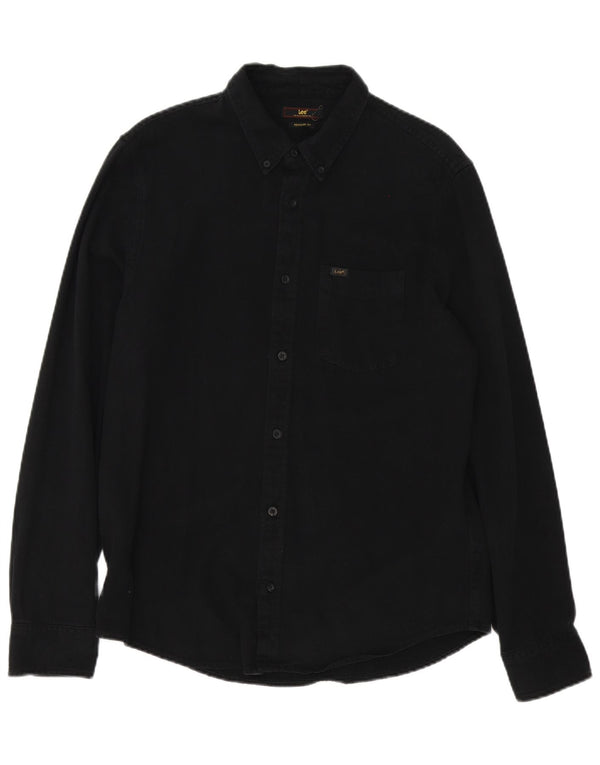 Camisa masculina Lee Regular Fit de algodão preto médio