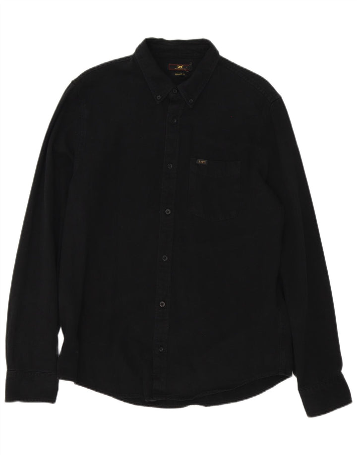 Camisa masculina Lee Regular Fit de algodão preto médio