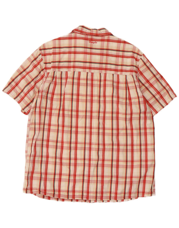 Camisa masculina de manga curta Wrangler de algodão xadrez vermelho médio