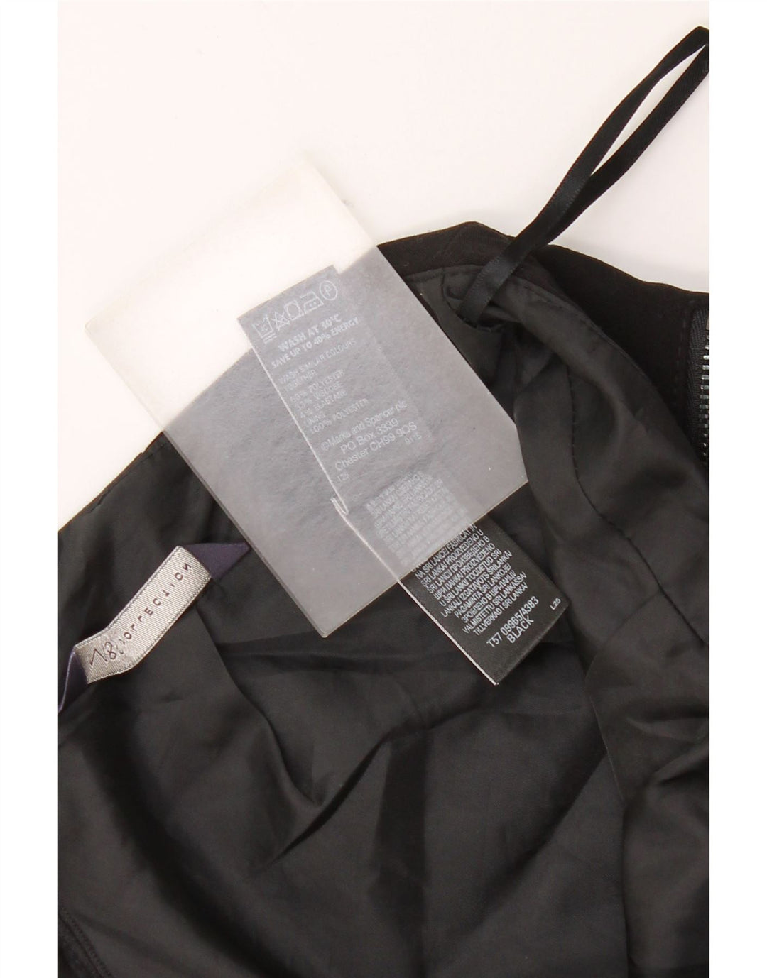 Saia lápis feminina Marks & Spencer UK 10 pequena W28 poliéster preto