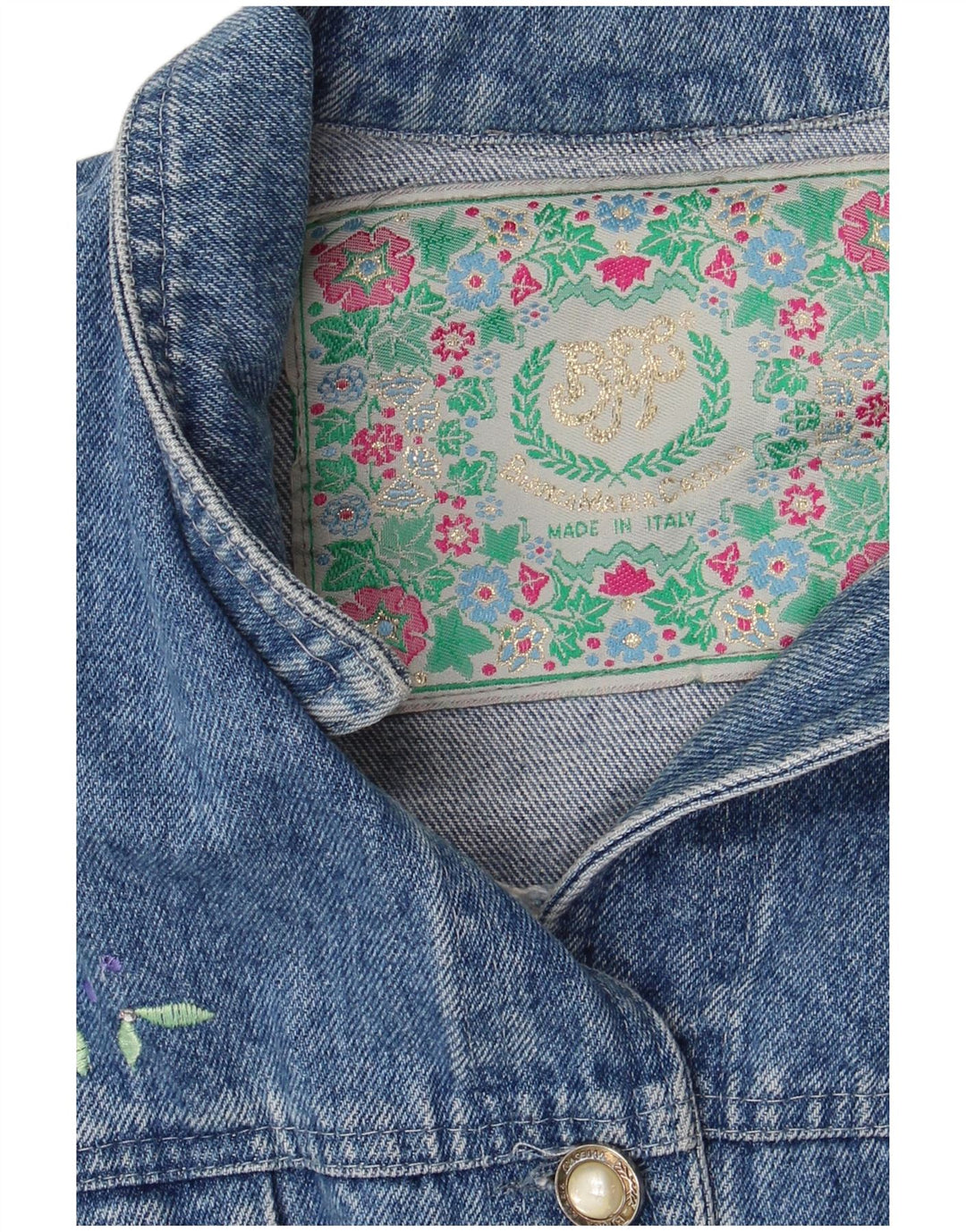 Jaqueta jeans feminina VINTAGE com corte gráfico Reino Unido 14 grande azul