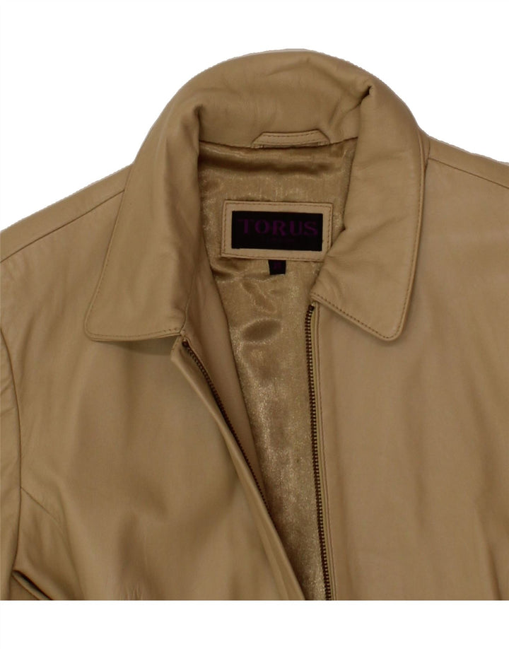 TORUS Womens Leather Jacket UK 20 2XL Beige Leather Vintage Torus and Second-Hand Torus from Messina Hembry 
