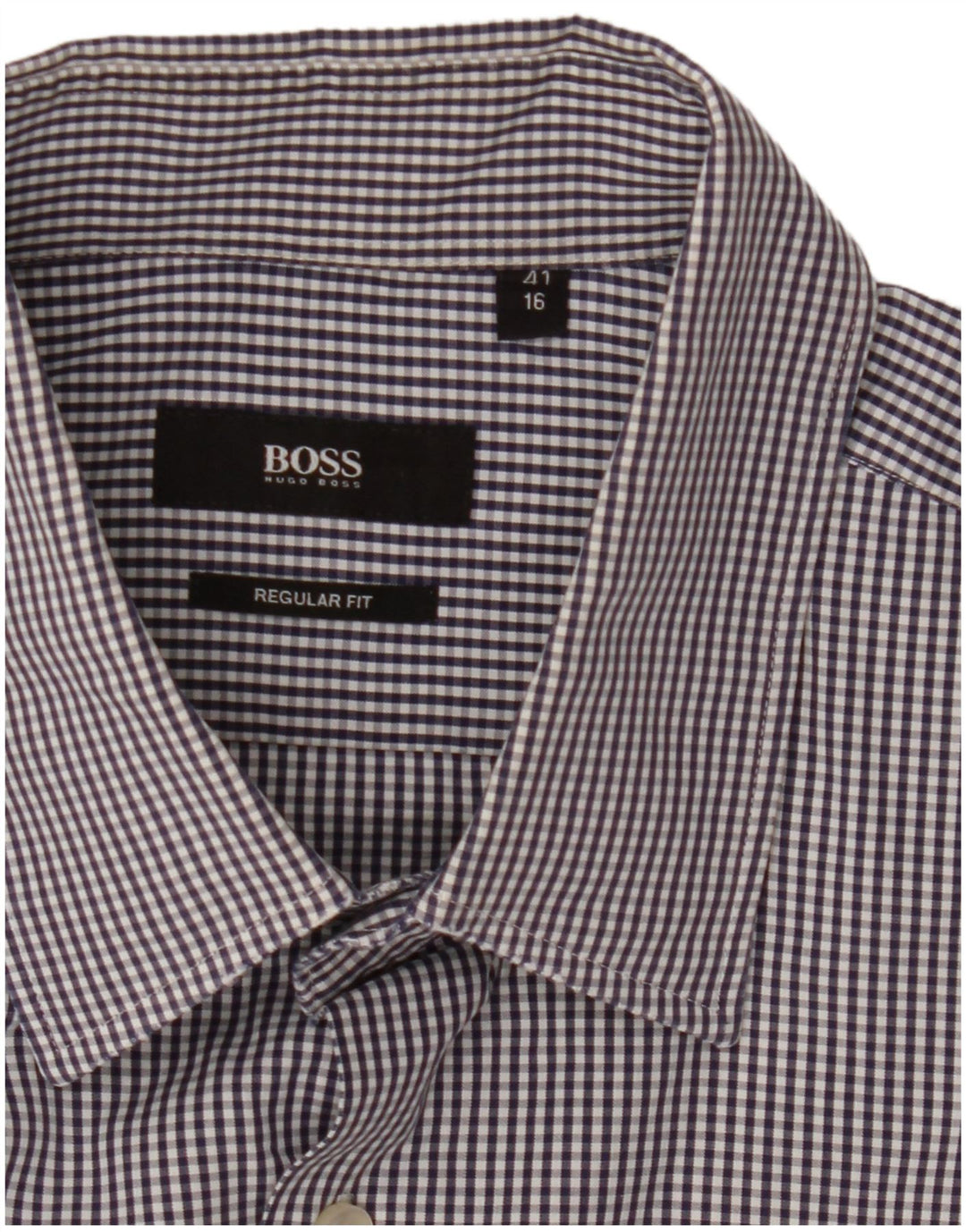 Camisa masculina de ajuste regular Hugo Boss tamanho 41 16 grande azul guingão