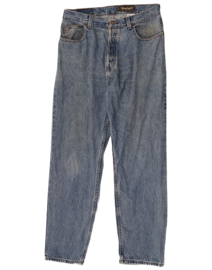 Calça jeans reta masculina Timberland W34 L32 azul algodão