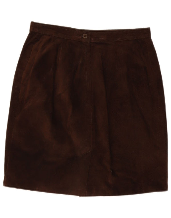Saia feminina vintage de camurça IT 44 médio W28 couro marrom